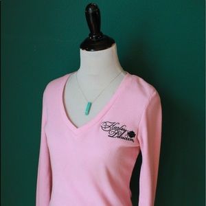 Pink long sleeve Dallas Harley Davidson flannel.